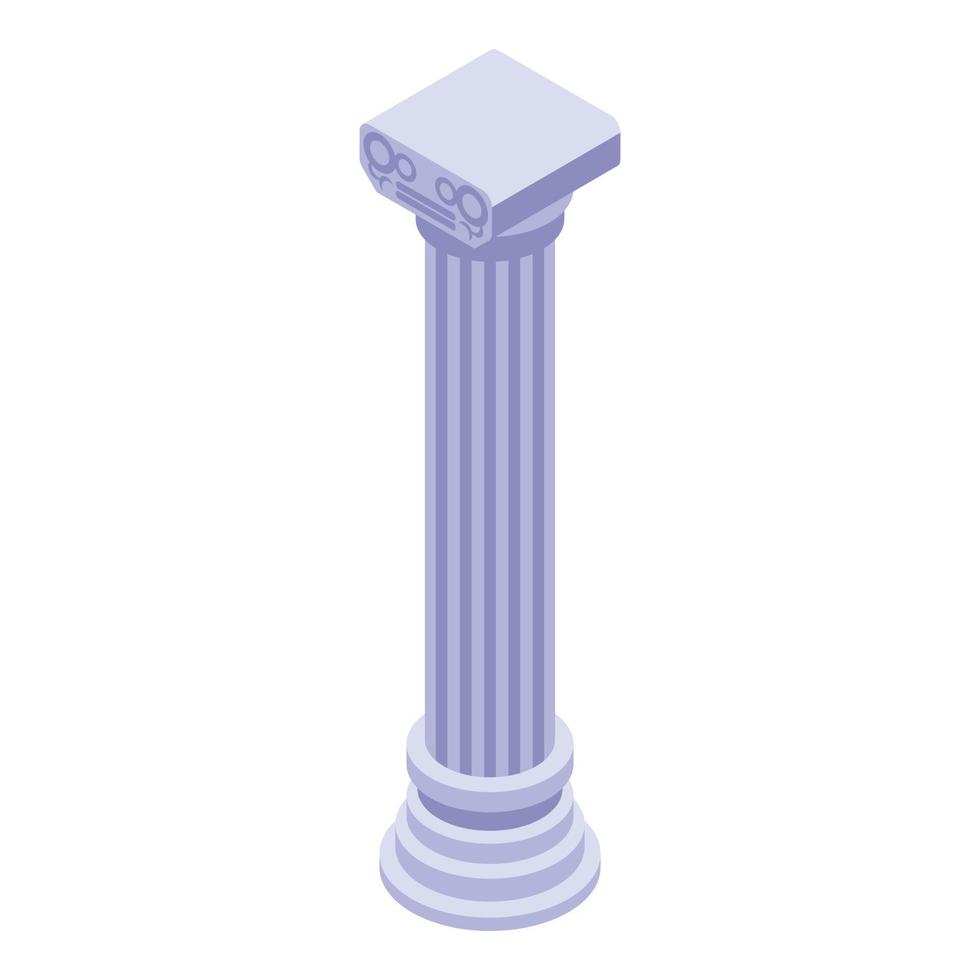 Roman column icon, isometric style vector