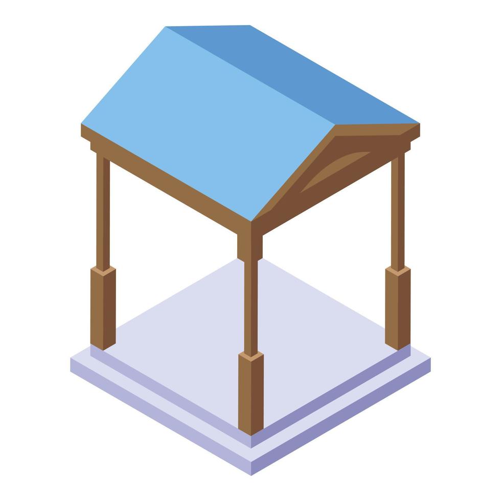Wood gazebo icon, isometric style vector