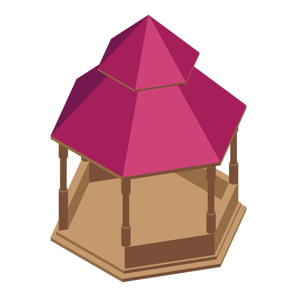 Garden gazebo icon, isometric style vector