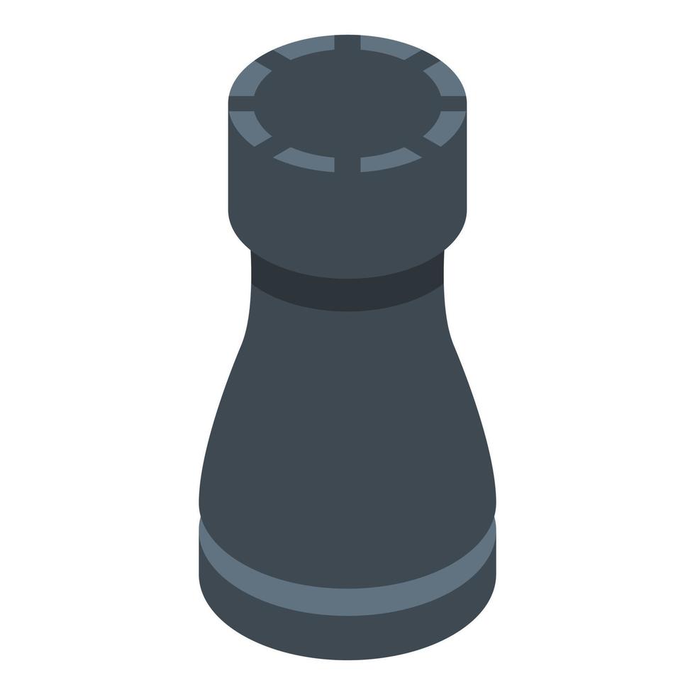 Black chess rook icon, isometric style vector