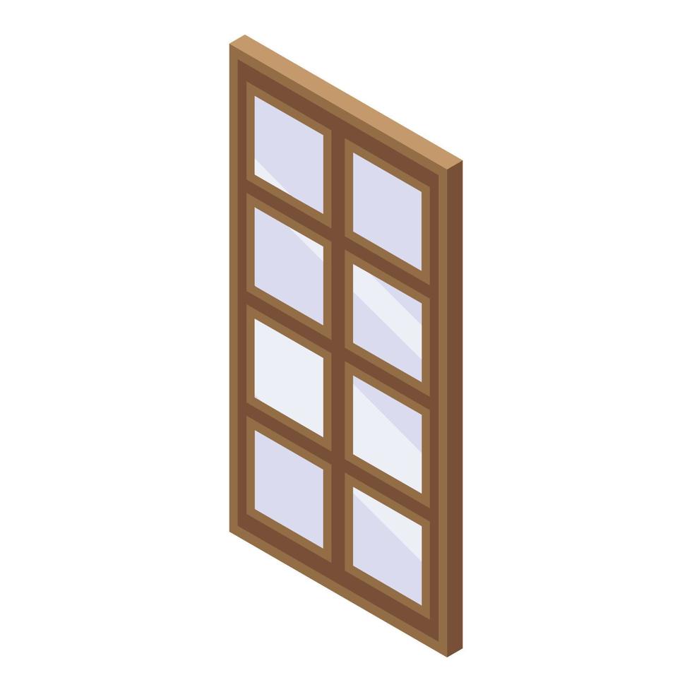 icono de ventana de madera, estilo isométrico vector