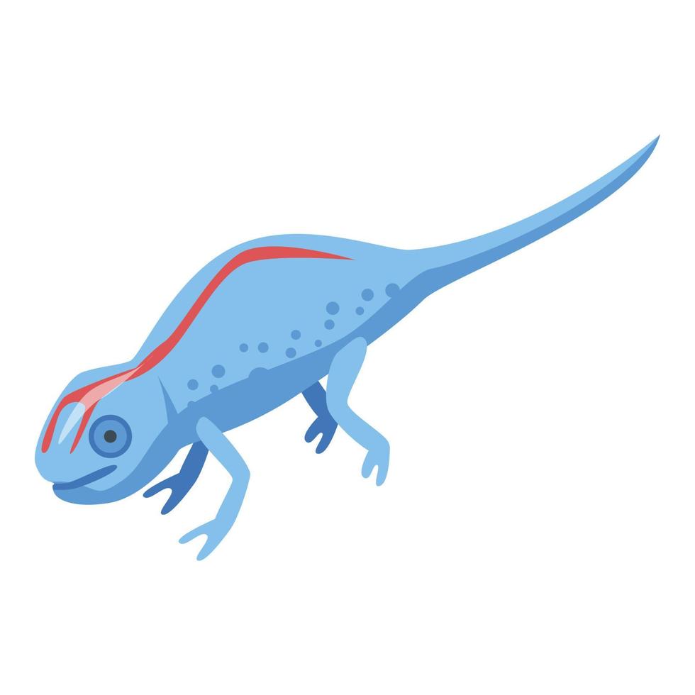 icono de lagarto azul de línea roja, estilo isométrico vector