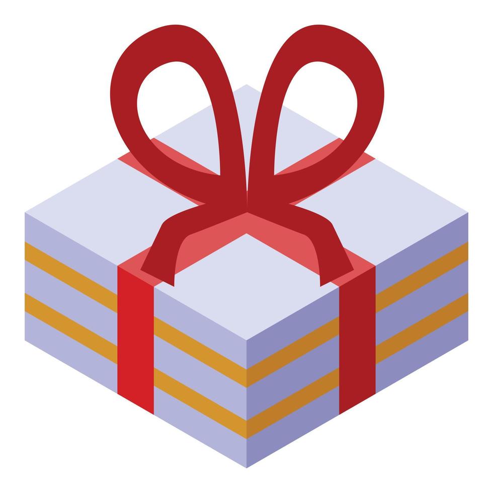 Birthday cake box icon, isometric style vector