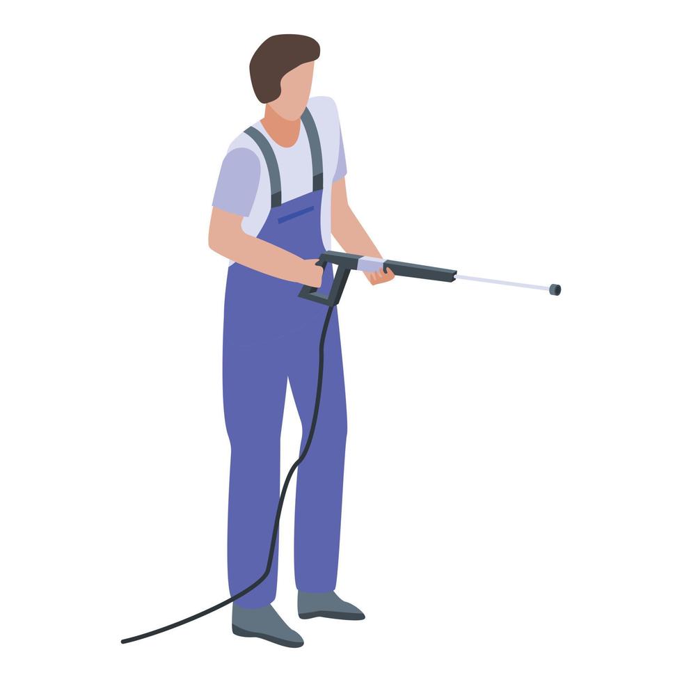 Man car wash icon, isometric style vector