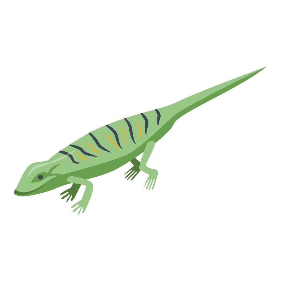 Classic green lizard icon, isometric style vector