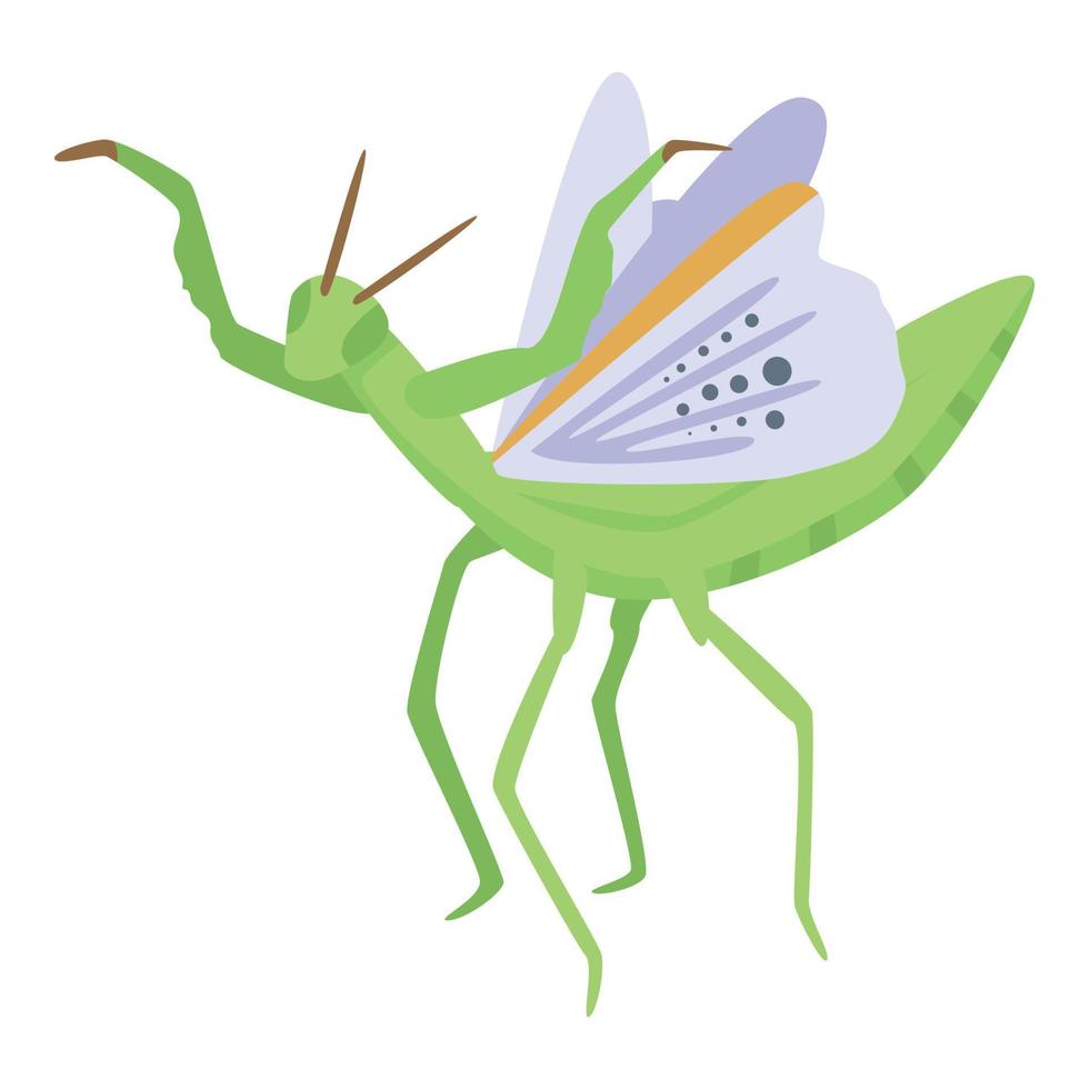 Flying mantis icon, isometric style vector