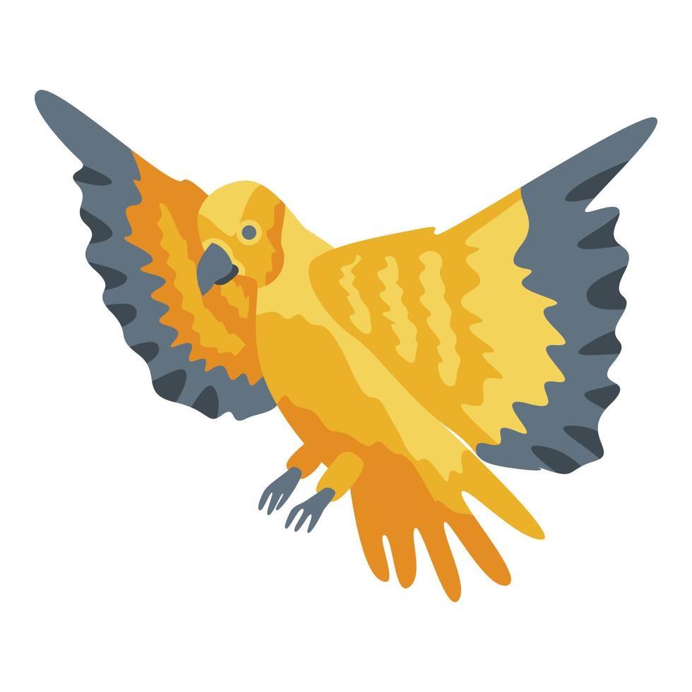 Flying parrot icon, isometric style vector