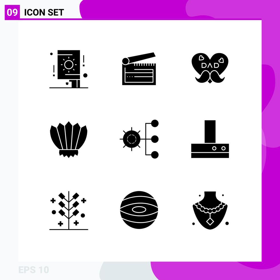 9 Creative Icons Modern Signs and Symbols of outdoor flippers clapperboard fins love Editable Vector Design Elements