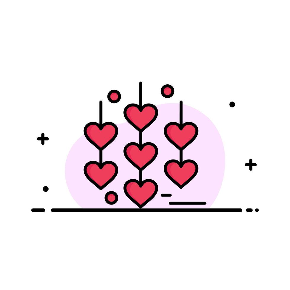 Heart Love Chain  Business Flat Line Filled Icon Vector Banner Template