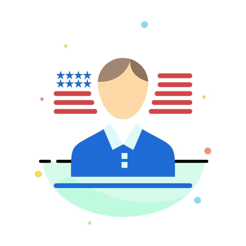 Man American Flag Abstract Flat Color Icon Template vector