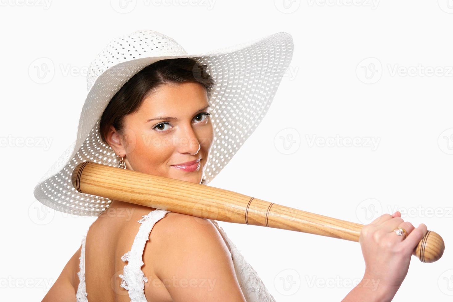 Dangerous bride with baseball bat photo