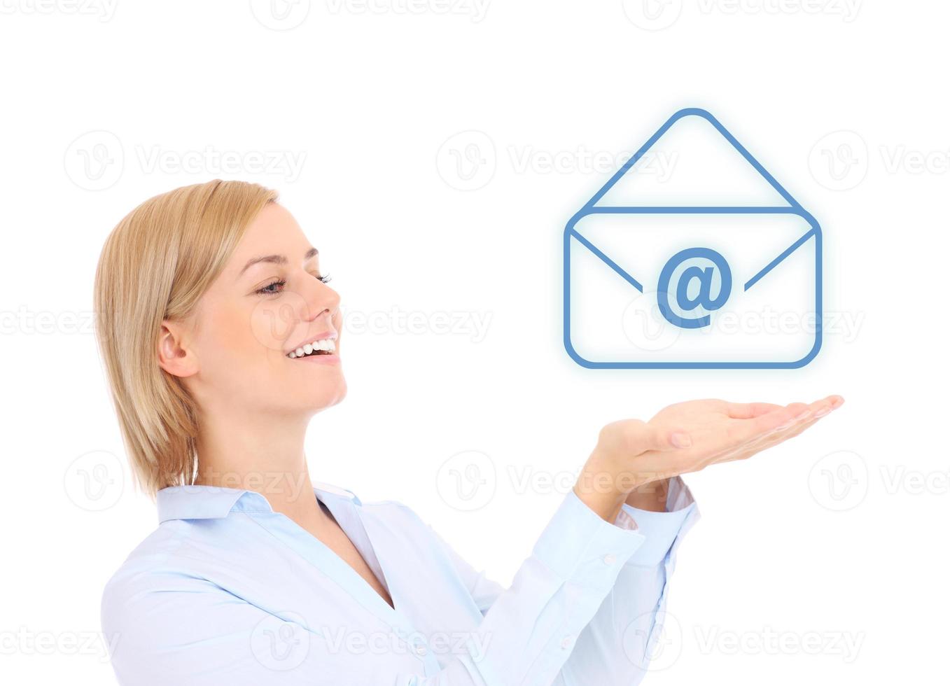 Woman with email sign photo