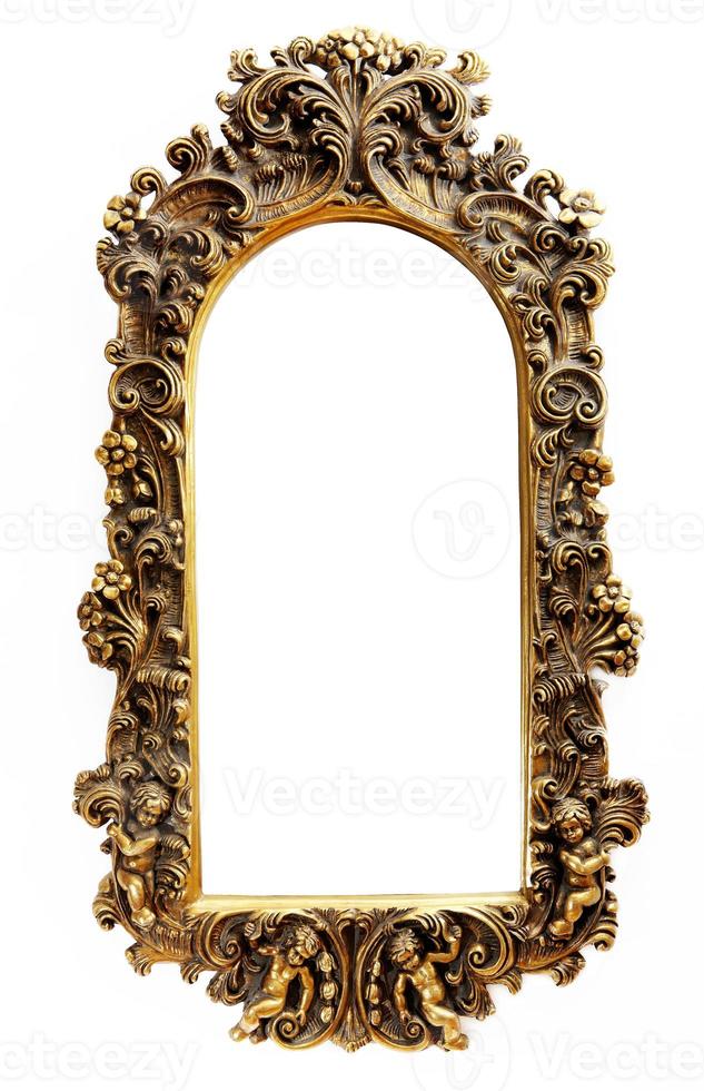 Gold frame on white background photo