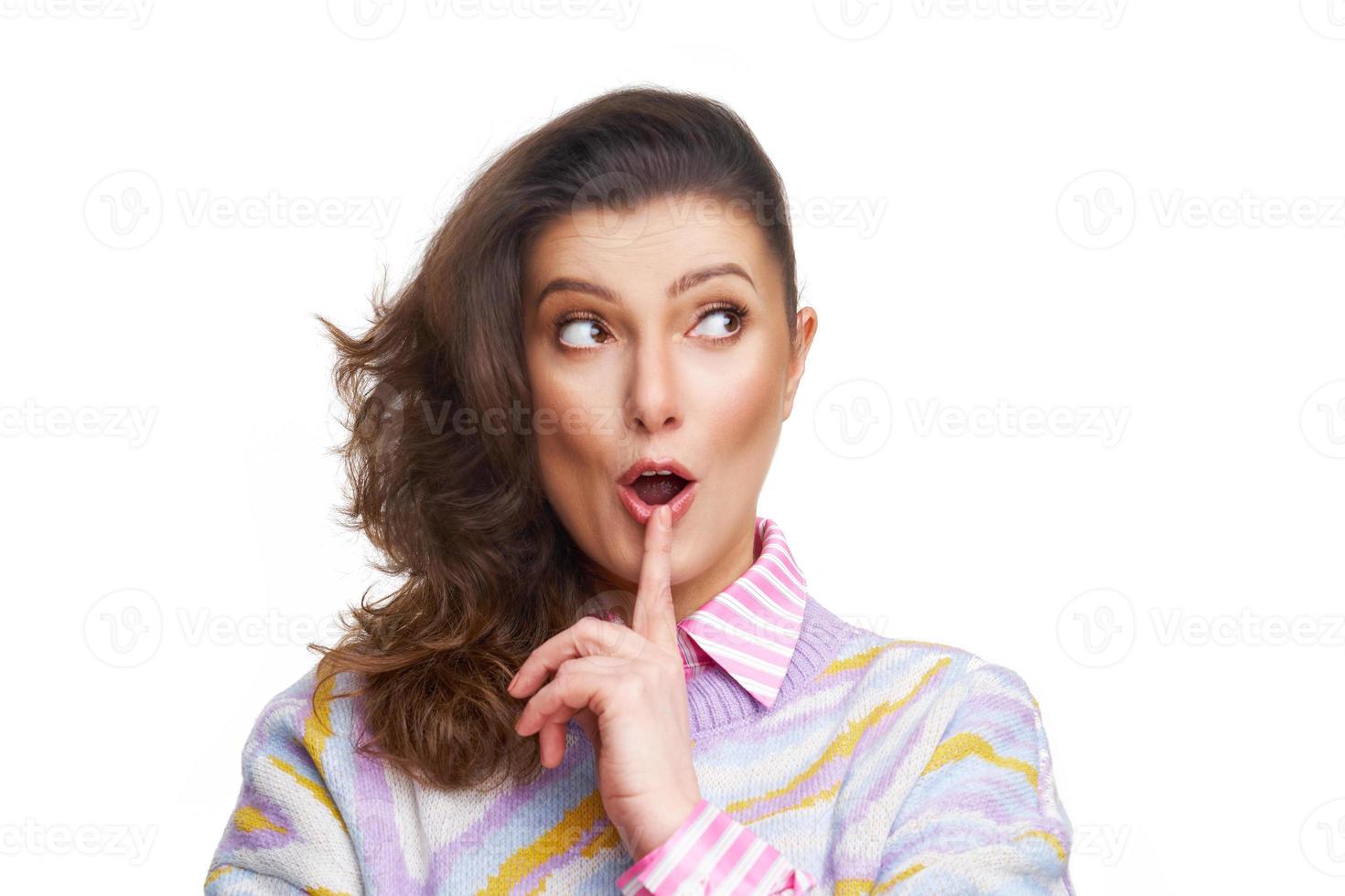 Studio shots of beautiful young woman over isolated background photo