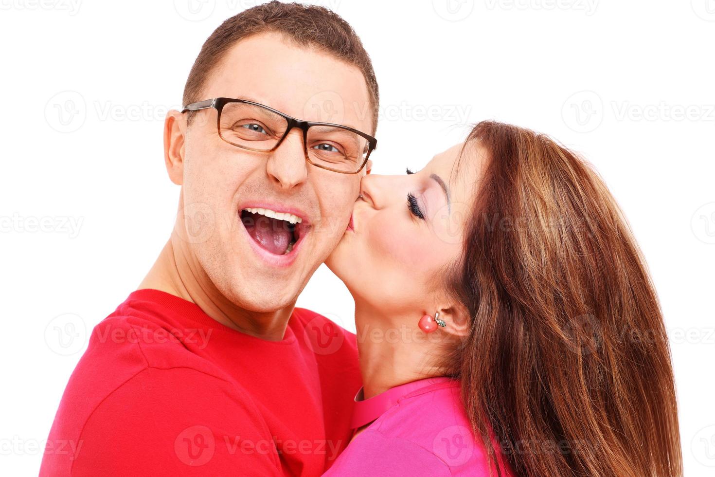 Happy kissing couple photo