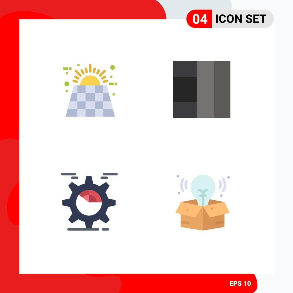 Set of 4 Vector Flat Icons on Grid for battery seo battery wireframe cog Editable Vector Design Elements