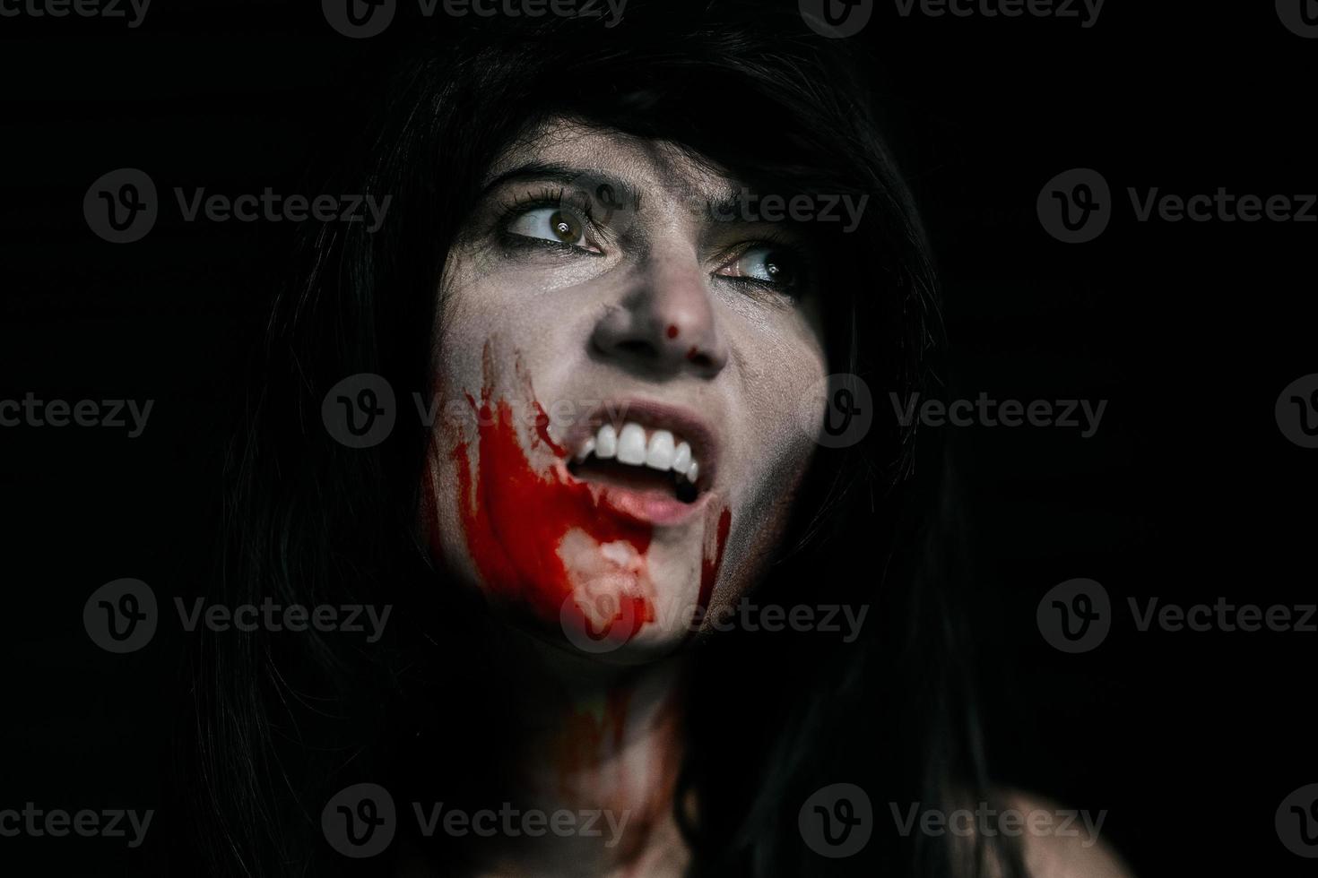 Halloween Vampire Beautiful Woman over black photo