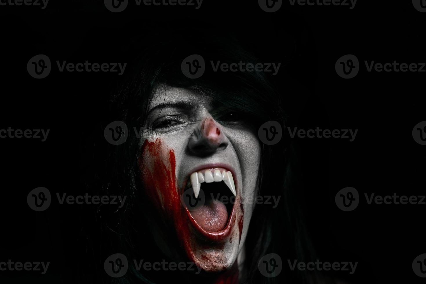 Halloween Vampire Beautiful Woman over black photo