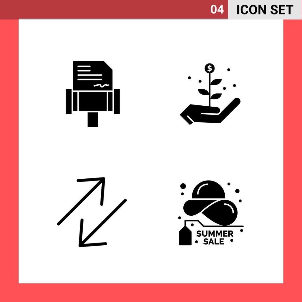 4 Icon Pack Solid Style Glyph Symbols on White Background Simple Signs for general designing Creative Black Icon vector background