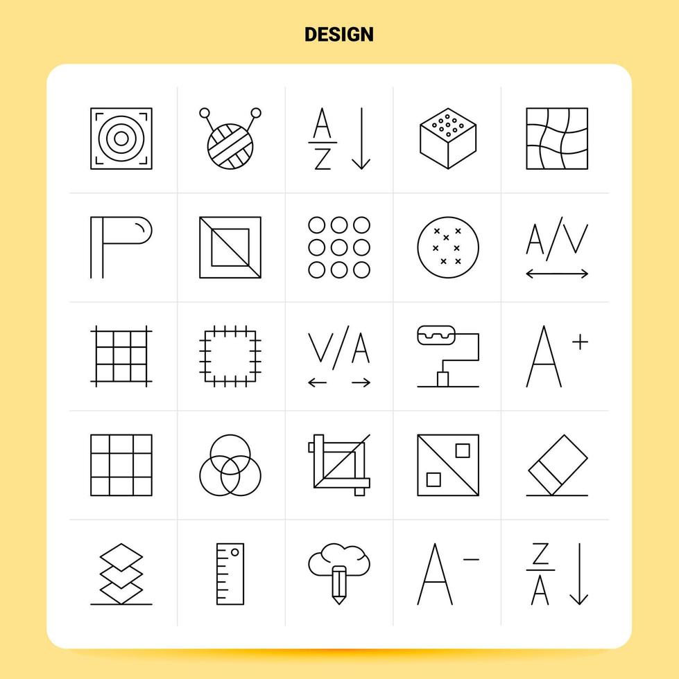 esquema 25 conjunto de iconos de diseño diseño de estilo de línea vectorial conjunto de iconos negros paquete de pictogramas lineales ideas de negocios web y móviles diseño ilustración vectorial vector