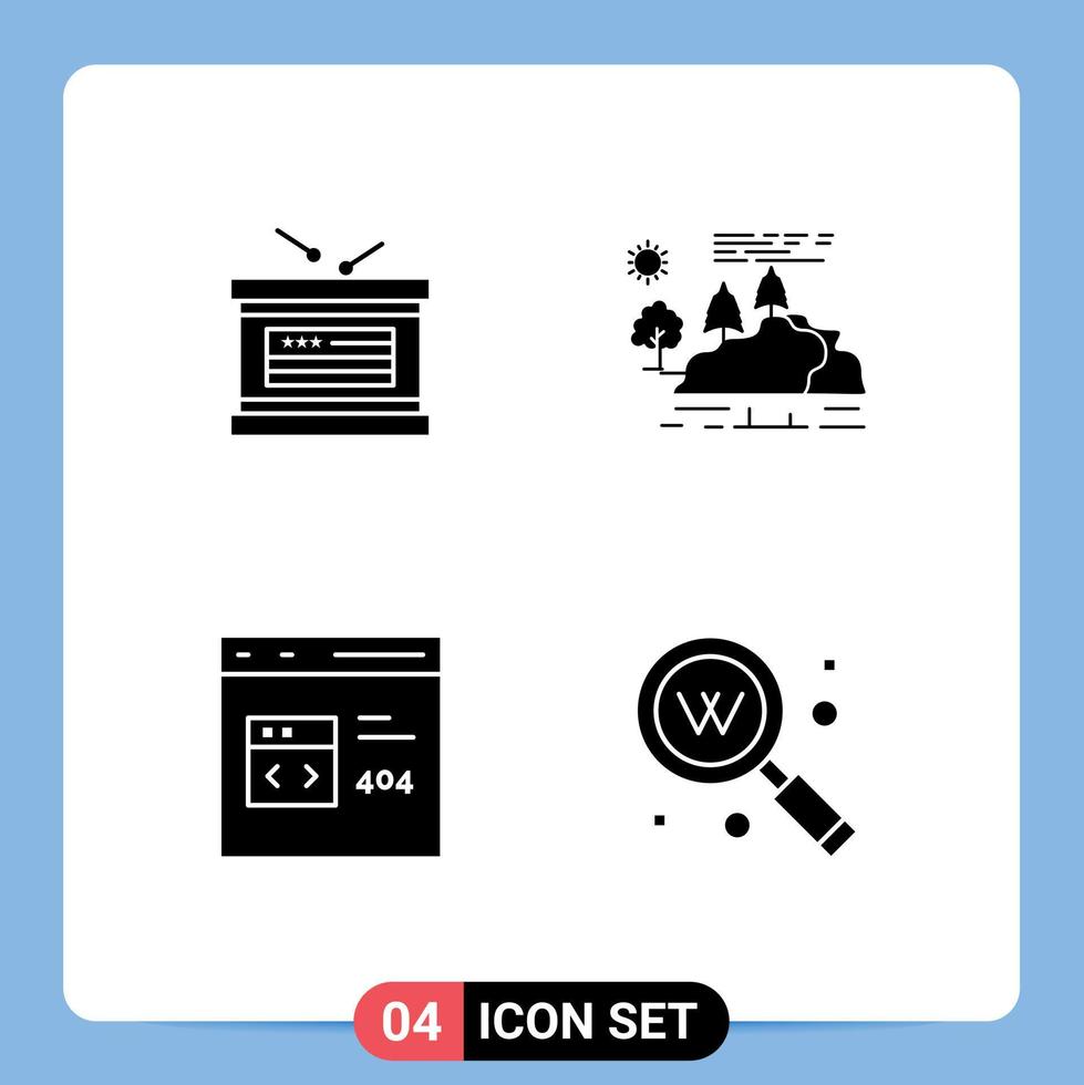 Set of Commercial Solid Glyphs pack for drum app independence day nature coding Editable Vector Design Elements