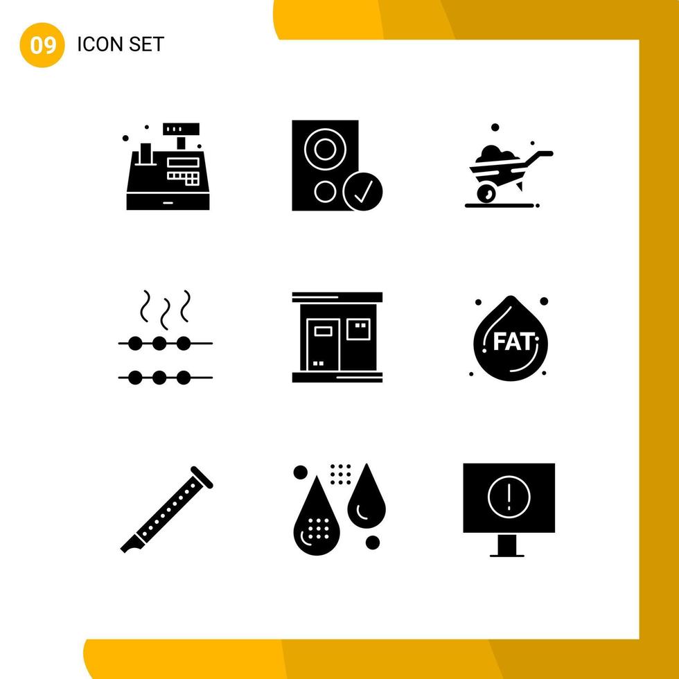 Modern Set of 9 Solid Glyphs Pictograph of spa hot speaker marshmallow food Editable Vector Design Elements