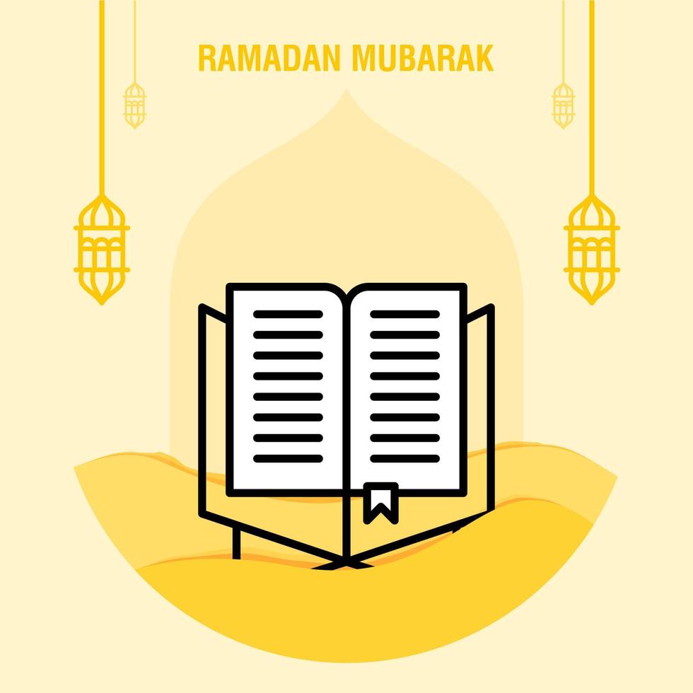 Ramadan kareem greeting template islamic crescent and arabic lantern vector illustration