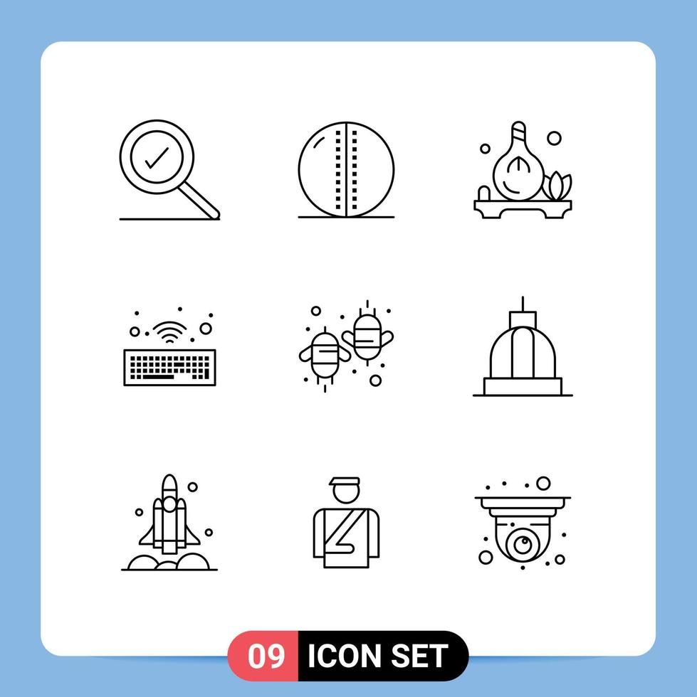 9 Outline concept for Websites Mobile and Apps eco agriculture herb wireless hardware Editable Vector Design Elements