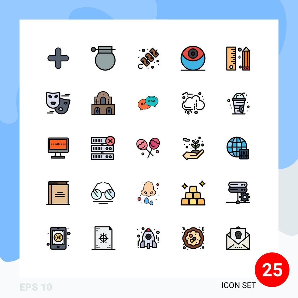 25 User Interface Filled line Flat Color Pack of modern Signs and Symbols of design star wars weapon planet travel Editable Vector Design Elements