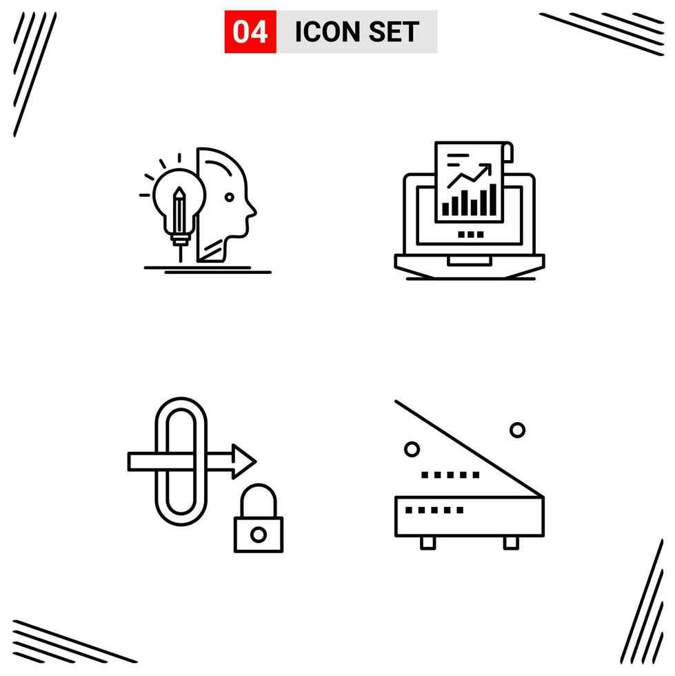 4 iconos de estilo de línea basados en cuadrícula símbolos de esquema creativos para el diseño de sitios web signos de icono de línea simple aislados en fondo blanco 4 conjunto de iconos fondo de vector de icono negro creativo