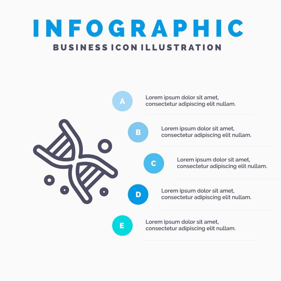 Bio Dna Genetics Technology Line icon with 5 steps presentation infographics Background vector