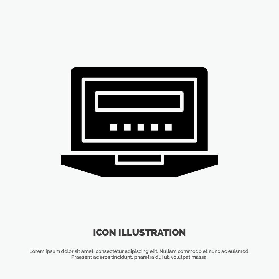 Laptop Computer Hardware Education Solid Black Glyph Icon vector