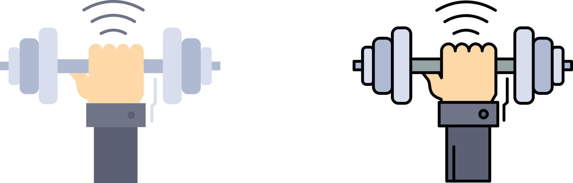 Dumbbell gain lifting power sport Flat Color Icon Vector