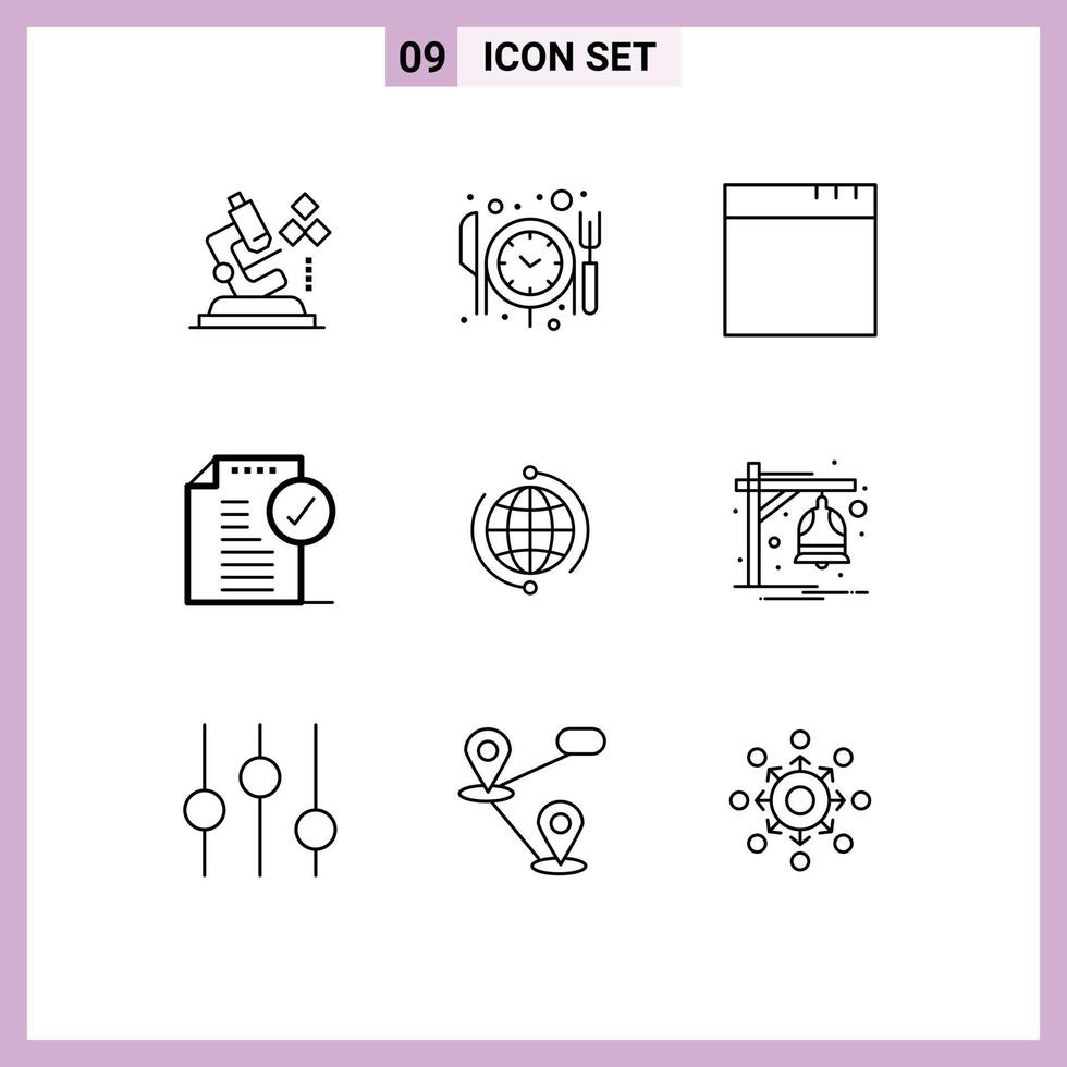 9 Thematic Vector Outlines and Editable Symbols of connection business windows globe notice Editable Vector Design Elements