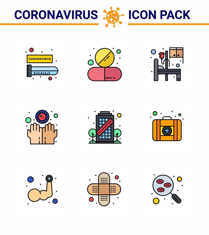 conjunto de iconos de prevención de coronavirus 25 edificio azul manos tableta sala de enfermedades coronavirus viral 2019nov elementos de diseño de vectores de enfermedades