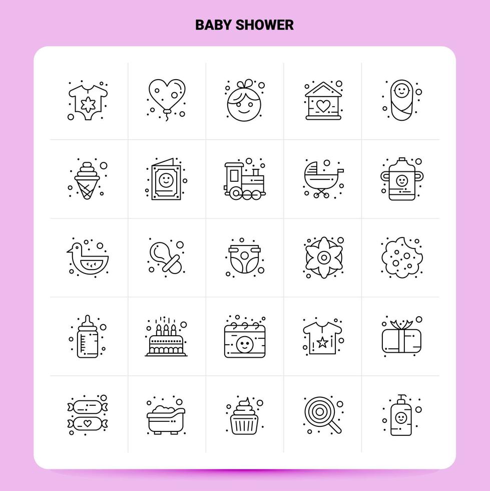 contorno 25 conjunto de iconos de baby shower diseño de estilo de línea vectorial conjunto de iconos negros conjunto de pictogramas lineales diseño de ideas de negocios web y móvil ilustración vectorial vector