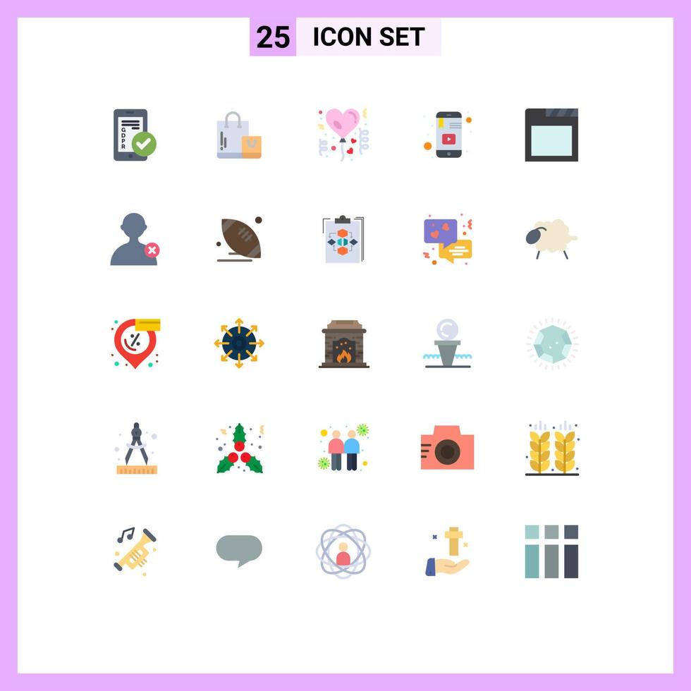 Modern Set of 25 Flat Colors Pictograph of study mobile shop learning celebration Editable Vector Design Elements