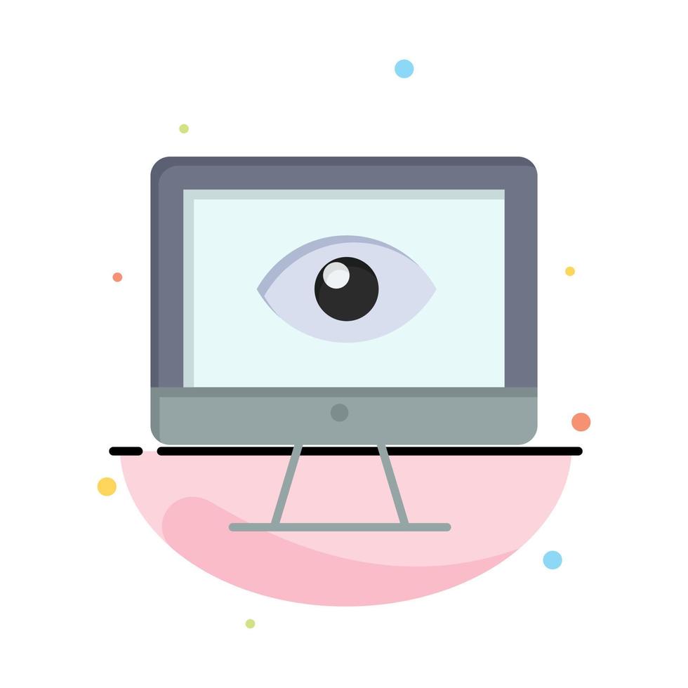 Monitor Online Privacy Surveillance Video Watch Business Logo Template Flat Color vector