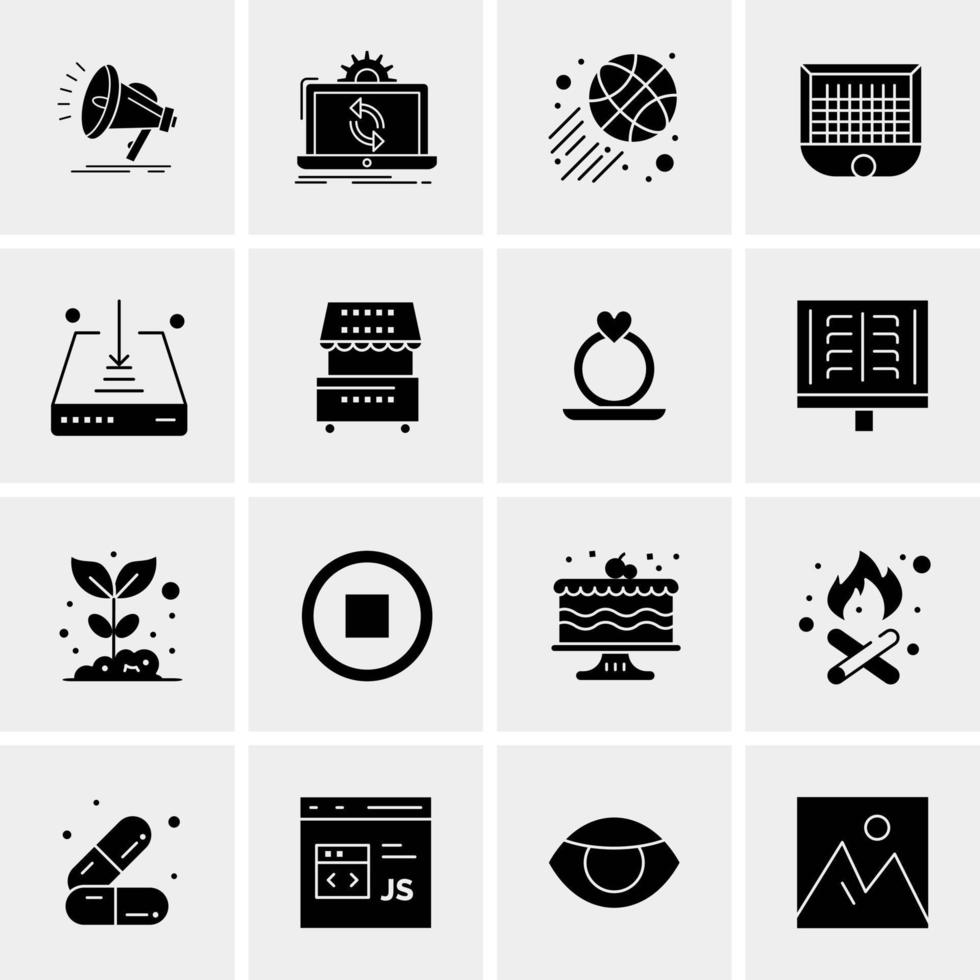 16 iconos de negocios universales vector ilustración de icono creativo para usar en proyectos relacionados con la web y dispositivos móviles