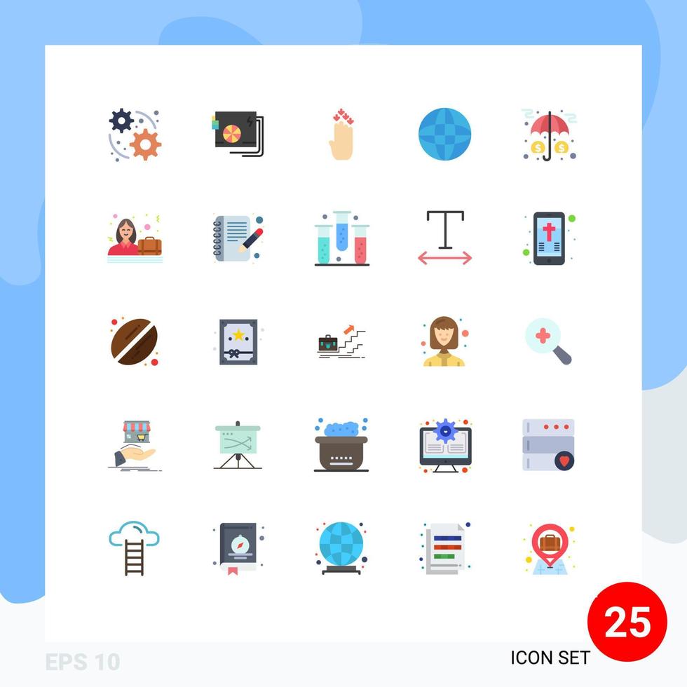 conjunto de 25 iconos modernos de ui símbolos signos para activos de inversión dedo mundo flecha elementos de diseño vectorial editables vector