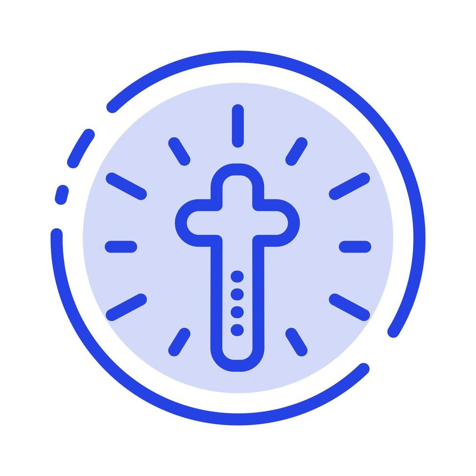 Celebration Christian Cross Easter Blue Dotted Line Line Icon vector