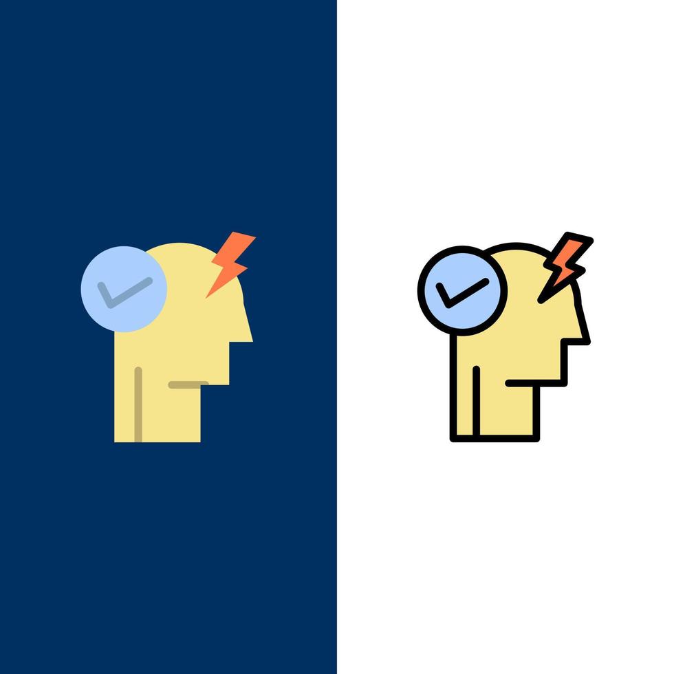 Brain Mind Power Power Mode Activate  Icons Flat and Line Filled Icon Set Vector Blue Background