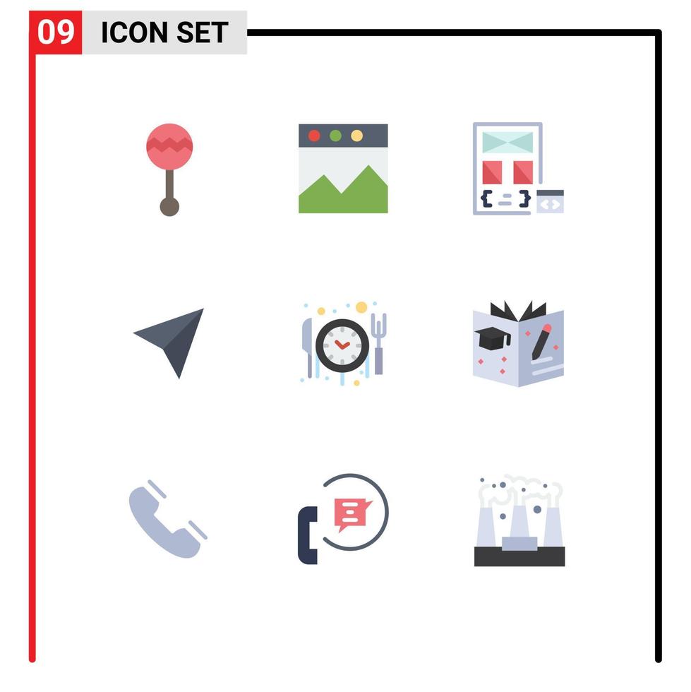 9 Universal Flat Color Signs Symbols of reservation share app sets page Editable Vector Design Elements