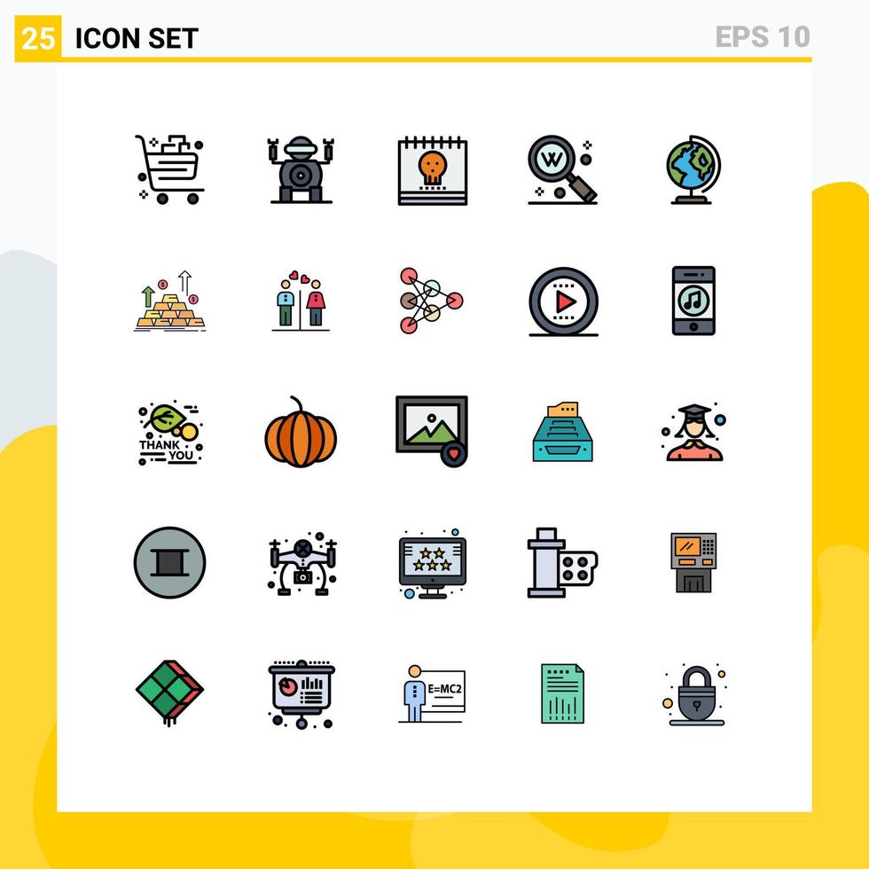 25 iconos creativos signos y símbolos modernos de búsqueda de texto calendario palabra clave vacaciones elementos de diseño vectorial editables vector