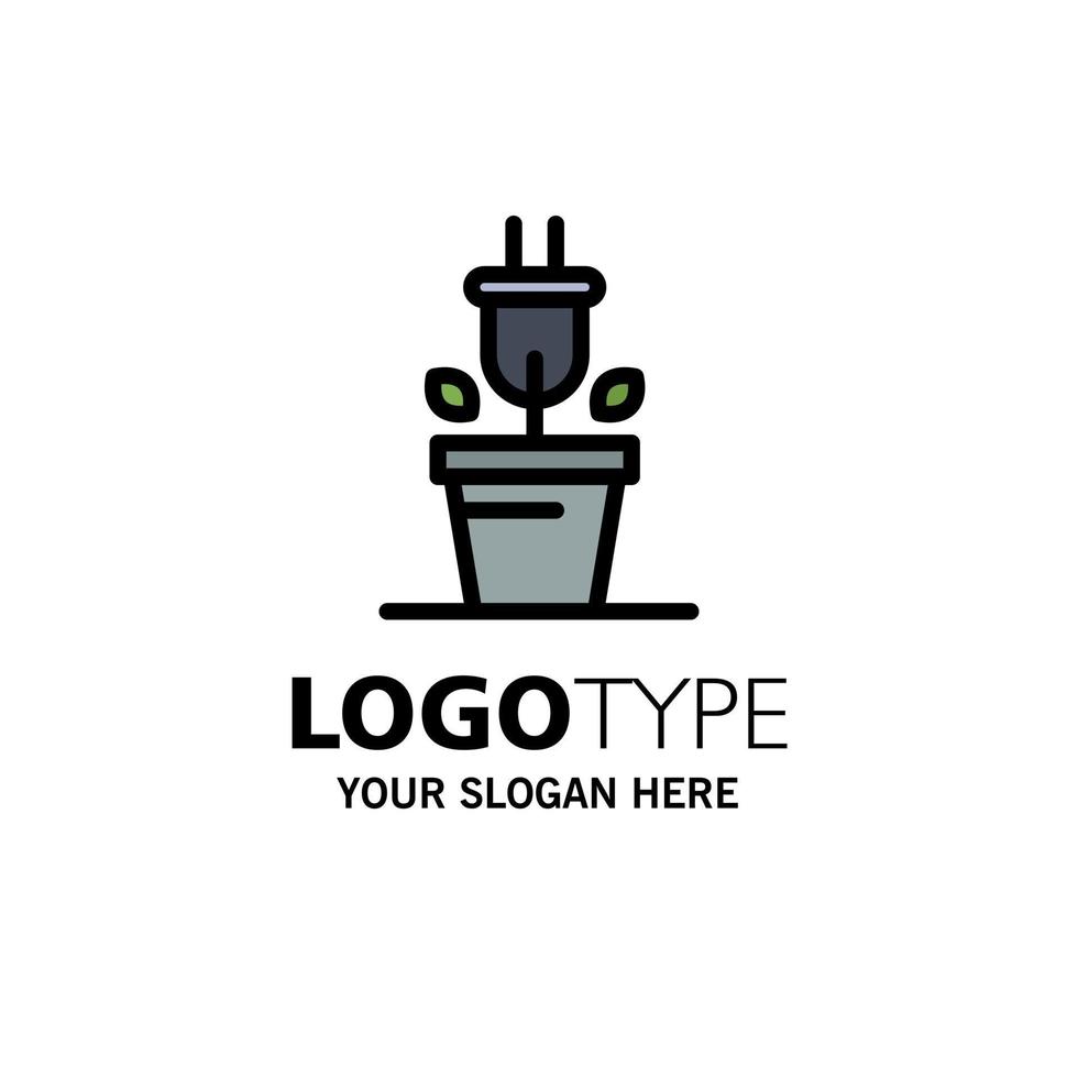 Plug Plant Technology Business Logo Template Flat Color vector