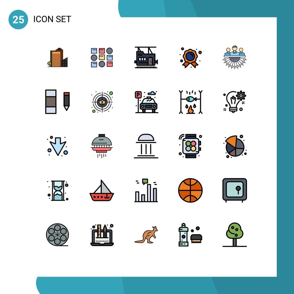 25 Filled line Flat Color concept for Websites Mobile and Apps group education pattren system champion achievement Editable Vector Design Elements