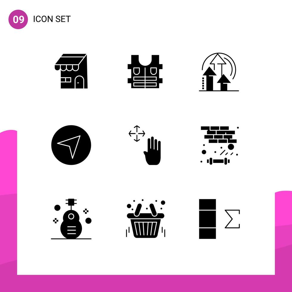 9 Creative Icons Modern Signs and Symbols of hold hand cursor method hand map Editable Vector Design Elements