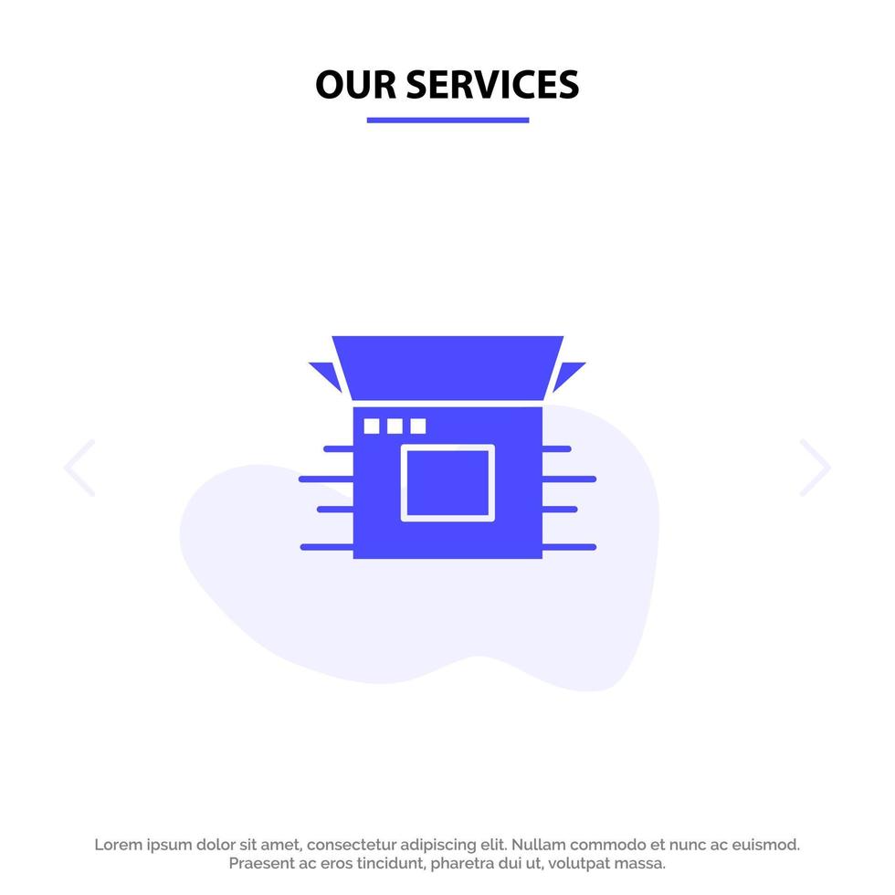 Our Services Product Release Business Modern Product Release Solid Glyph Icon Web card Template vector