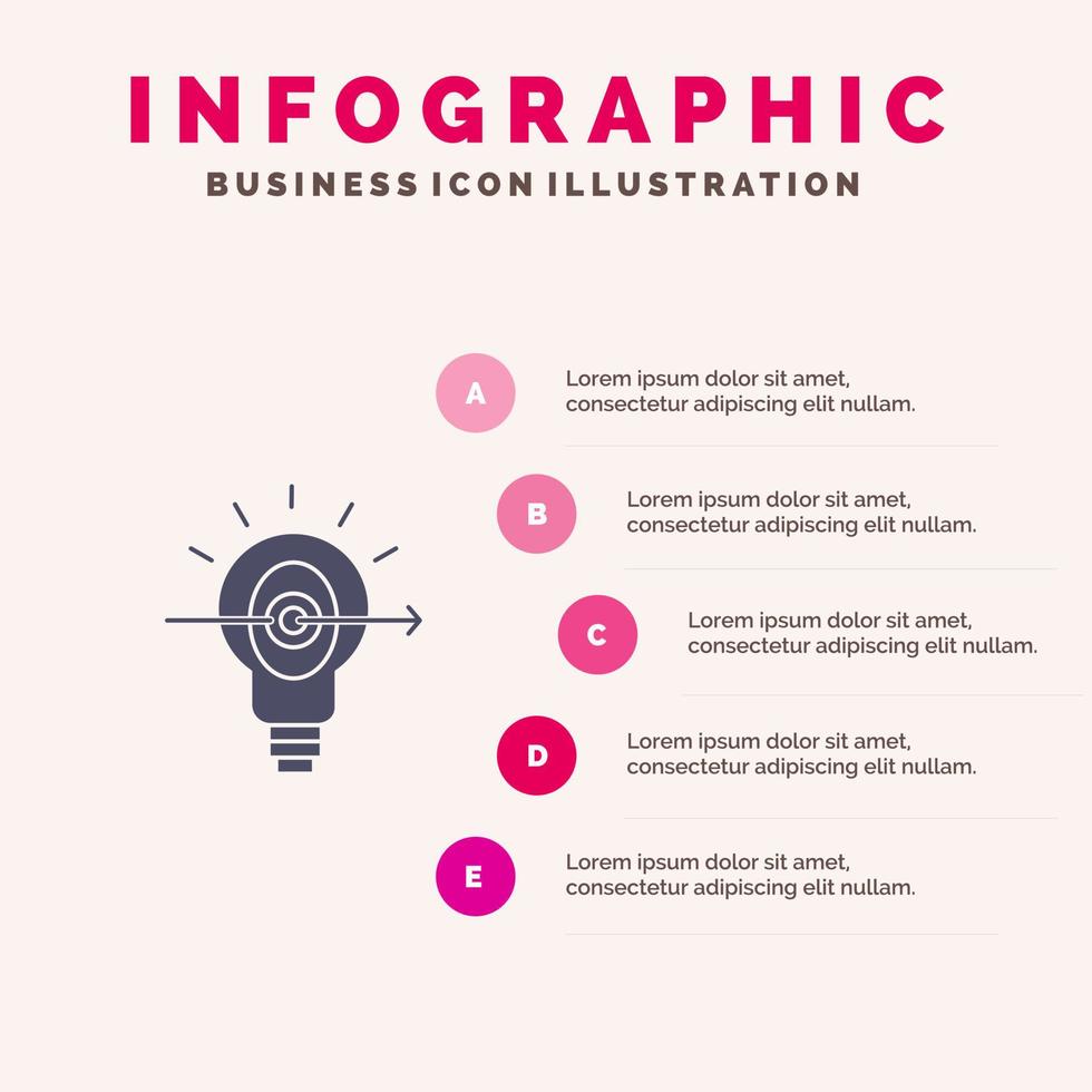 Bulb Success Focus Business Solid Icon Infographics 5 Steps Presentation Background vector