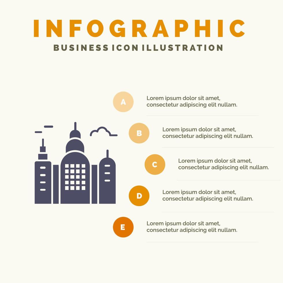 edificio casa canadá sólido icono infografía 5 pasos presentación antecedentes vector